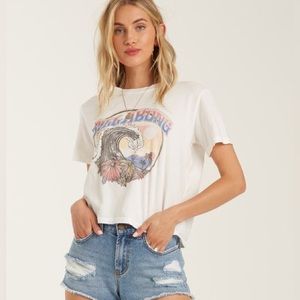 GRAY cropped billabong tee